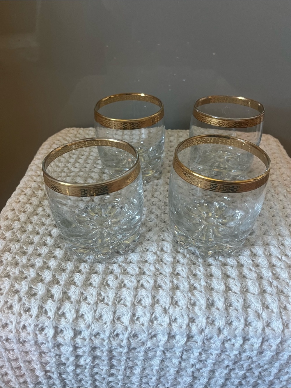 22k Gold-Rimmed Clear Glass Tumblers - Set of 4 514